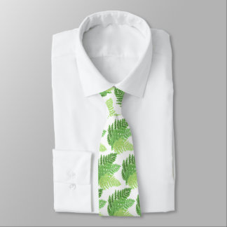 Elegant green watercolor ferns woodland leaves tie