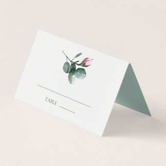 Elegant Green Watercolor Floral Wedding Place Card