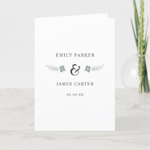 Elegant Green Watercolor Floral Wedding Programme