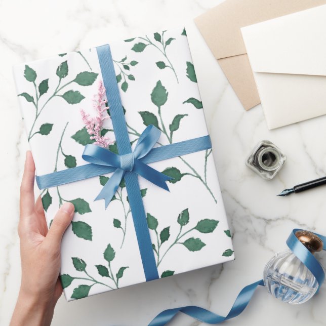 Elegant Green Watercolor Foliage Pattern Wrapping Paper (Gifting)