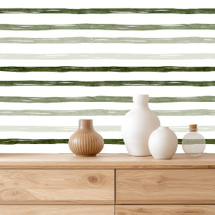 Elegant Green Watercolor Line Christmas Pattern Wallpaper