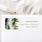 Elegant Green Watercolor Woodland Forest Address