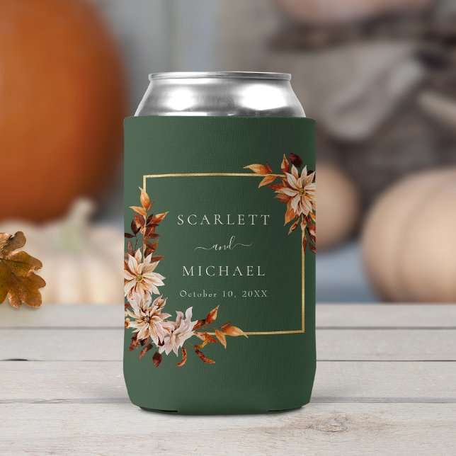 Elegant Green Wedding Can Cooler (Elegant Sage Green Floral Wedding Can Cooler by Painted Paperie
)