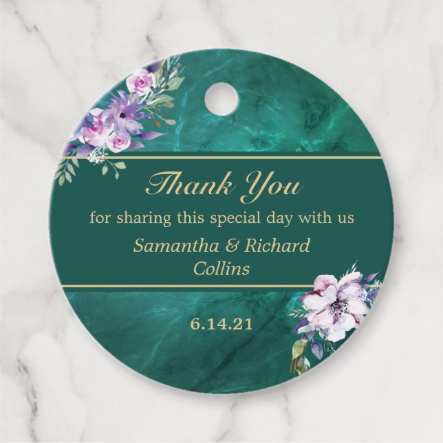 Elegant Green Wedding Favour Tags (Front)