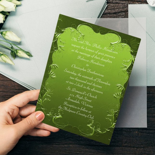 Elegant Green Wedding Invitation (Creator Uploaded)