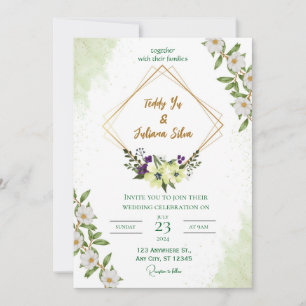 "Elegant Green Wedding Invitation: Nature-Inspired Invitation