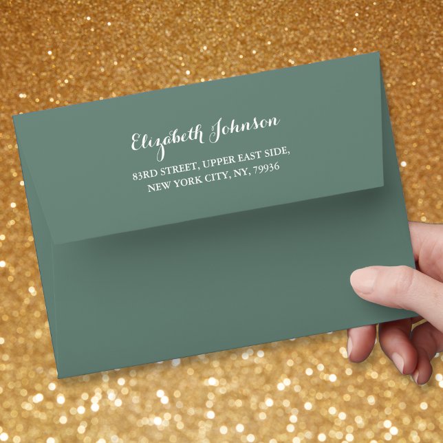 Elegant Green Wedding Invitation Pre Addressed 5x7 Envelope (Elegant Green Wedding Invitation Pre Addressed 5x7 Envelope)