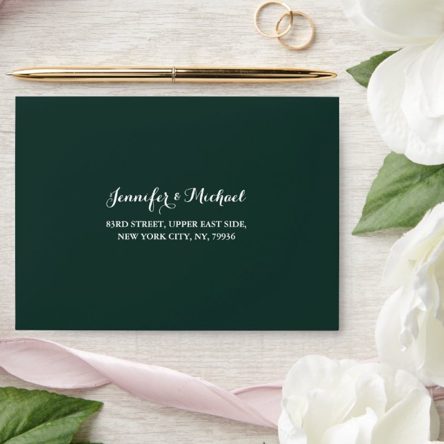 Elegant Green Wedding Party RSVP Return Address Envelope (Wedding)