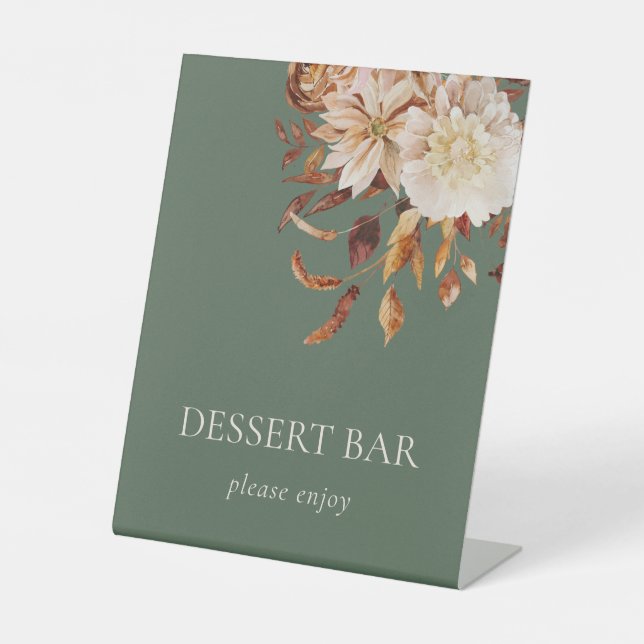 Elegant Green Wedding Pedestal Sign (Front)