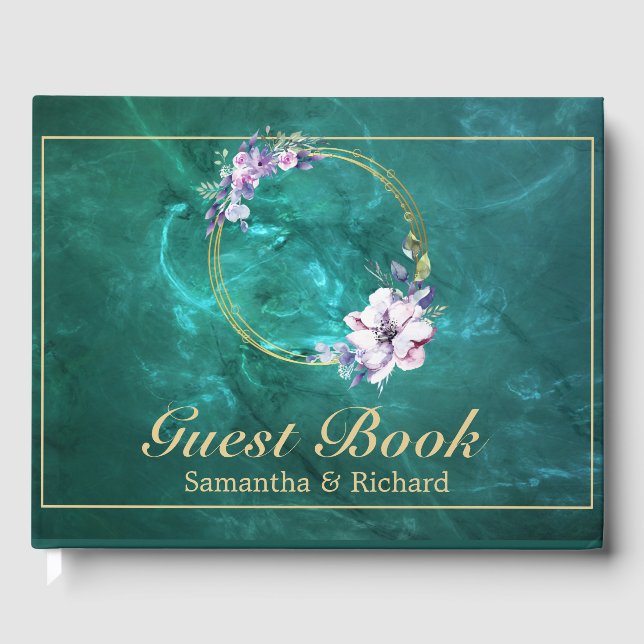 Elegant Green Wedding Poster Guest Book (Front)