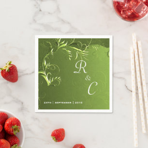 Elegant Green Wedding Reception Napkin