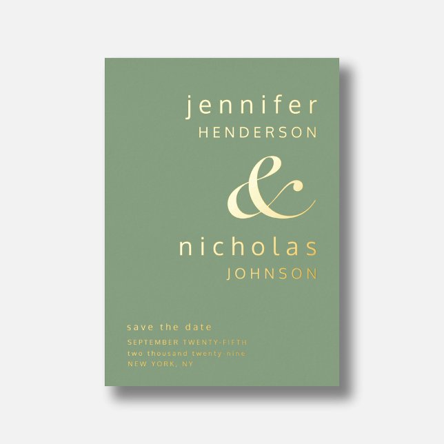 Elegant Green Wedding Save The Date Gold (Elegant Green Wedding Save The Date Gold Foil Invitation)