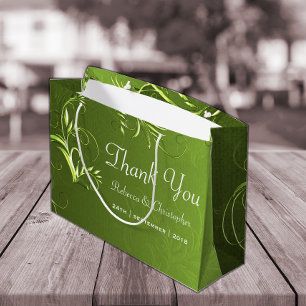 Elegant Green Wedding Thank You Large Gift Bag