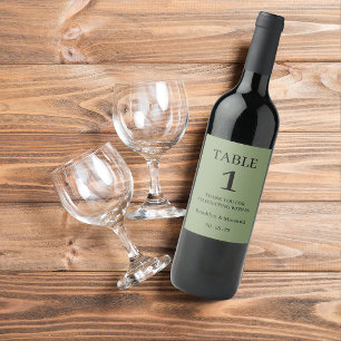 Elegant Green Wedding Wine Label