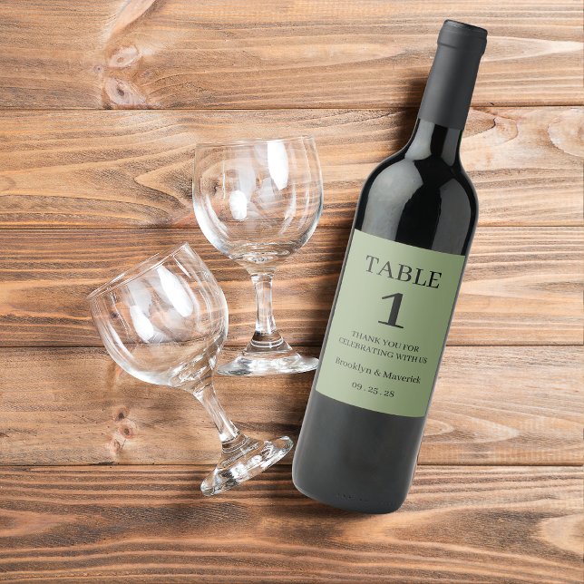 Elegant Green Wedding Wine Label (Creator Uploaded)