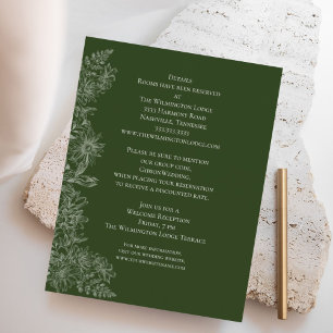 Elegant Green White Floral Wedding Details Enclosure Card
