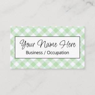 Elegant green white gingham chequered  business card