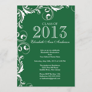 Elegant Green White Graduation Party Invitation