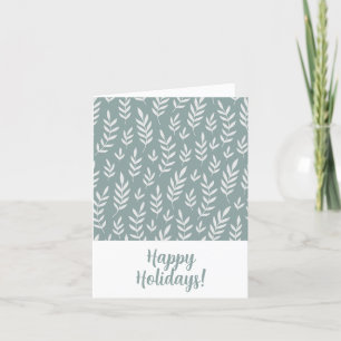 ELEGANT GREEN WHITE HAPPY HOLIDAYS BUSINESS LOGO HOLIDAY CARD