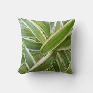 Elegant Green & White Shaded Floral Leaves Cushion