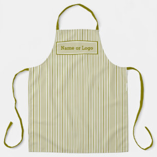 Elegant Green White Striped Apron