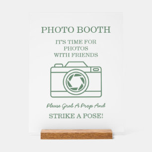 Elegant Green Winter Botanical Wreath Photo Booth  Acrylic Sign