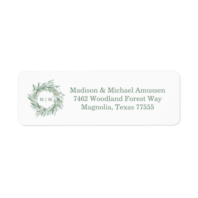 Elegant Green Winter Botanical Wreath Wedding (Front)