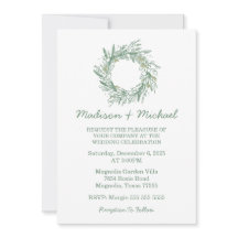 Elegant Green Winter Botanical Wreath Wedding