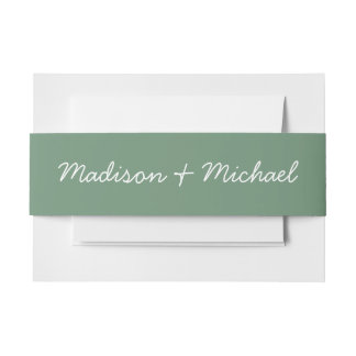Elegant Green Winter Wedding Invitation Belly Band
