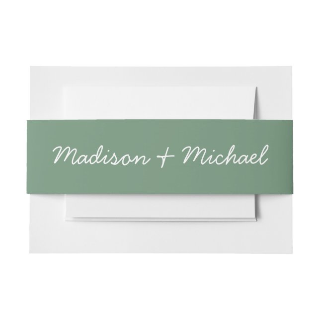 Elegant Green Winter Wedding Invitation Belly Band (Front Example)