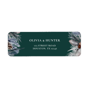 Elegant Green Winter Wedding Return Address Label