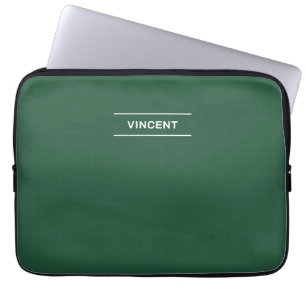 Elegant Green with Name Laptop Sleeve