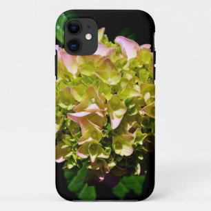 Elegant green yellow pink Hydrangea flowers iPhone 11 Case