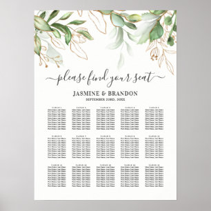 Elegant Greenery 15 Table Wedding Seating Chart