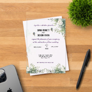 Elegant Greenery Acrylic Wedding Invitation