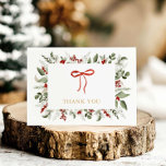 Elegant Greenery and Berries Baby Shower Thank You Card<br><div class="desc">Share your gratitude with our Elegant Greenery and Berries Baby Shower Thank You Card. This charming design features lush greenery and delicate berries, perfect for a Christmas or winter baby shower theme. Personalise it with your thank-you note to make it truly special All lettering is editable - click the "Customise...</div>