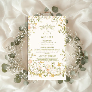 Elegant Greenery and Blush Floral Frame Wedding Enclosure Card