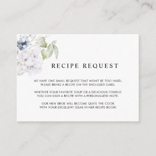 Elegant Greenery and White Floral Wedding Recipe Enclosure Card