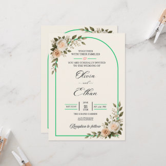 Elegant Greenery Arch Floral Wedding Invitation