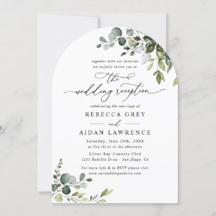 Elegant Greenery Arch Wedding Reception Only Invitation