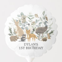 Elegant Greenery Australian Animals Baby Birthday