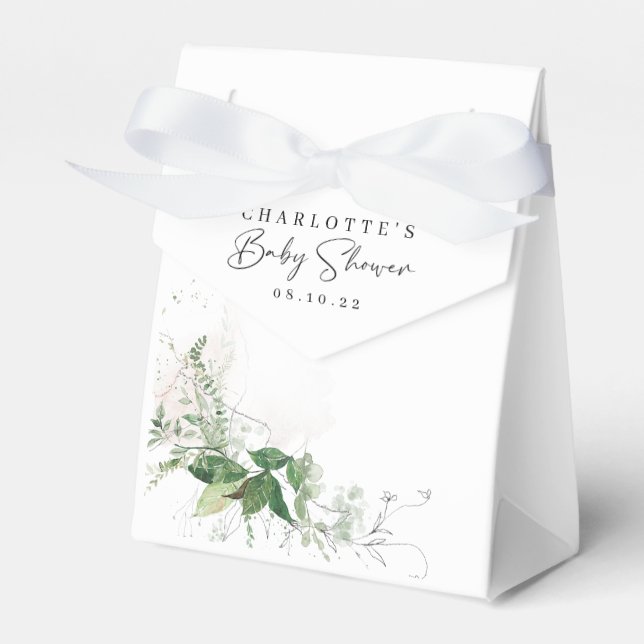 Elegant Greenery Baby Shower Favor Box (Front Side)