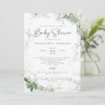 Elegant Greenery Baby Shower Invitation