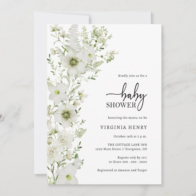 Elegant Greenery Baby Shower Invitation (Front)