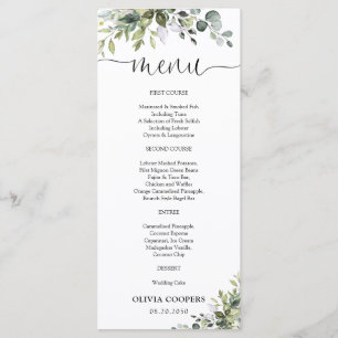 Elegant Greenery Baby Shower Menu