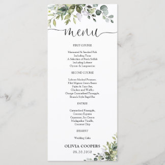 Elegant Greenery Baby Shower Menu