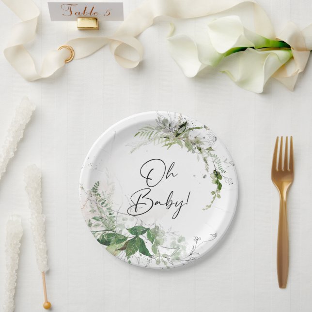 Elegant Greenery Baby Shower Plates (Wedding)