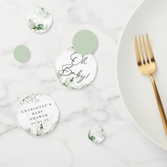 Elegant Greenery Baby Shower Table Confetti (Group)