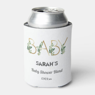 Elegant Greenery Baby Slogan Floral Baby Shower  Can Cooler