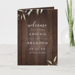 Elegant greenery barn wood county rustic wedding programme